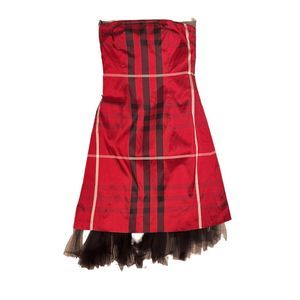 BURBERRY STRAPLESS RED TULLE DRESS size 10